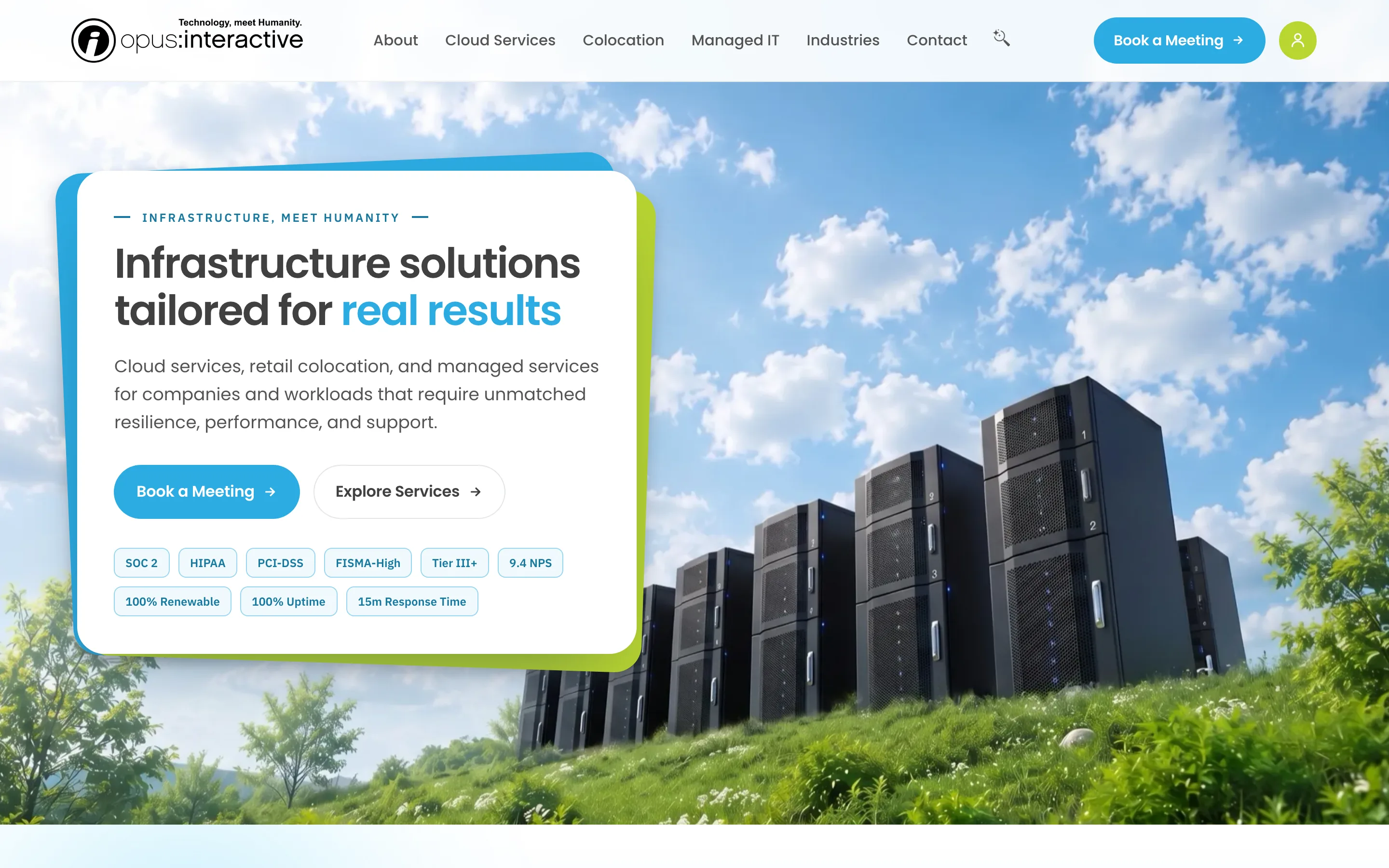 The rebuilt Opus Interactive homepage, showing the hero section and navigation.