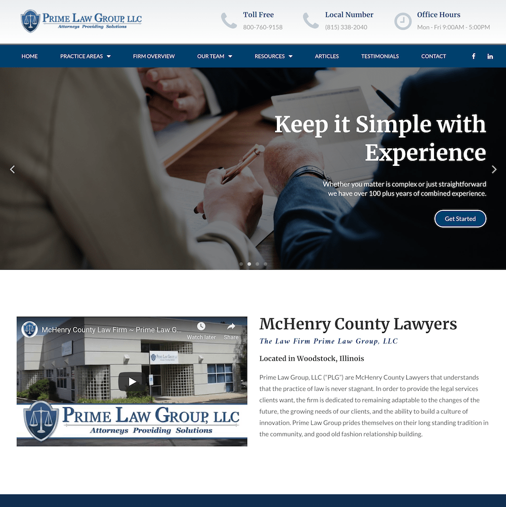 Prime Law Group LLC — attorney website designed by iCreate Your Site