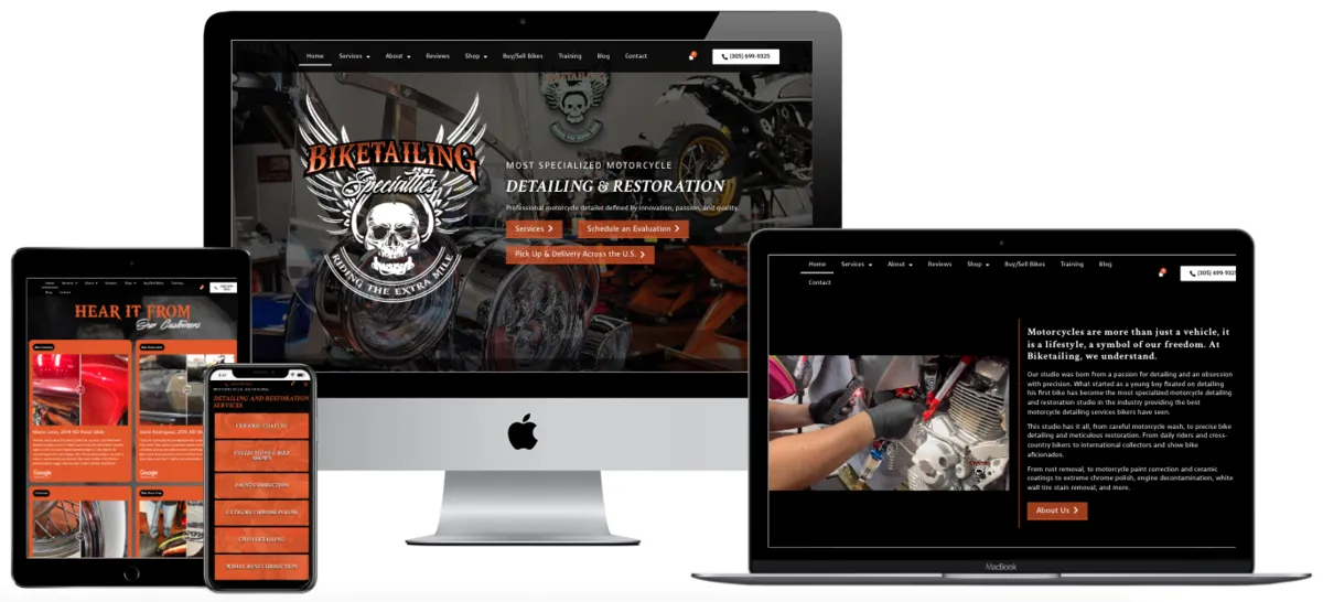 Biketailing Specialties website design