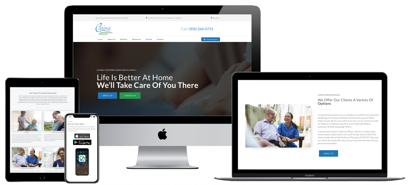 Caring Professional Services website preview